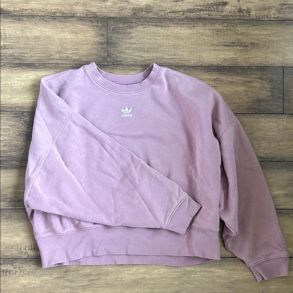Adidas Dusty pink Cropped oversized Crewneck Sweatshirt - Picture 1 of 3